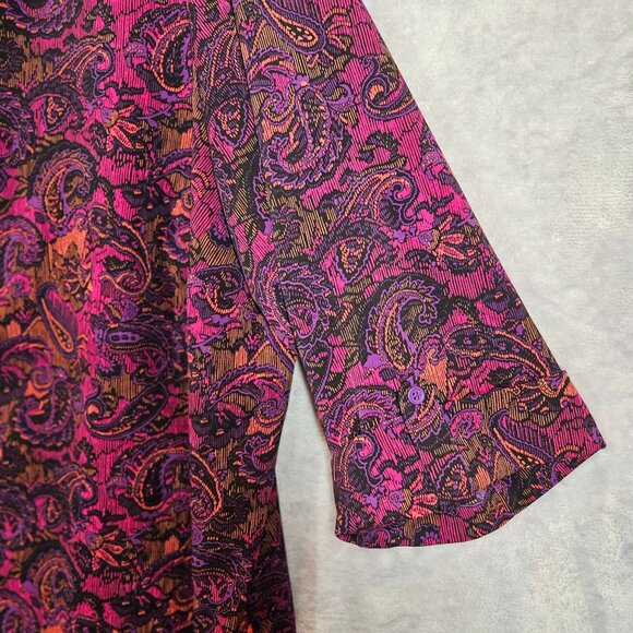 Catherines Blouse Womens 3X Colorful Paisley Button-Up tunic career office bold - Picture 8 of 13